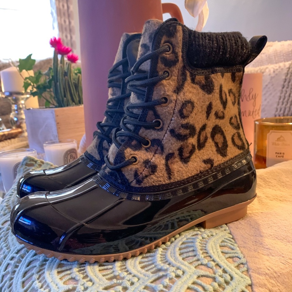 JUST FAB leopard rain boots
